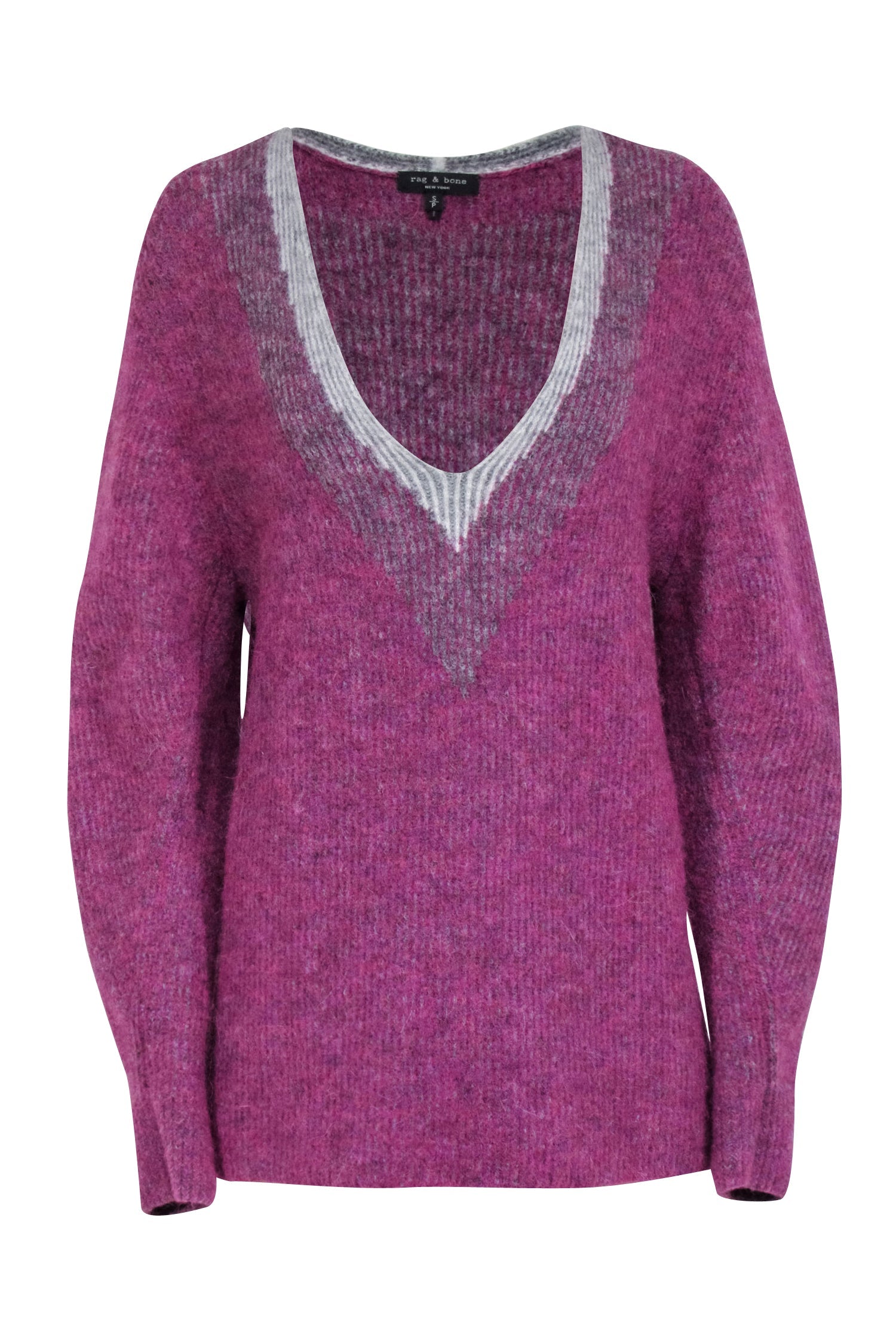 Rag & Bone - Magenta V-neck Oversized Sweater Sz S