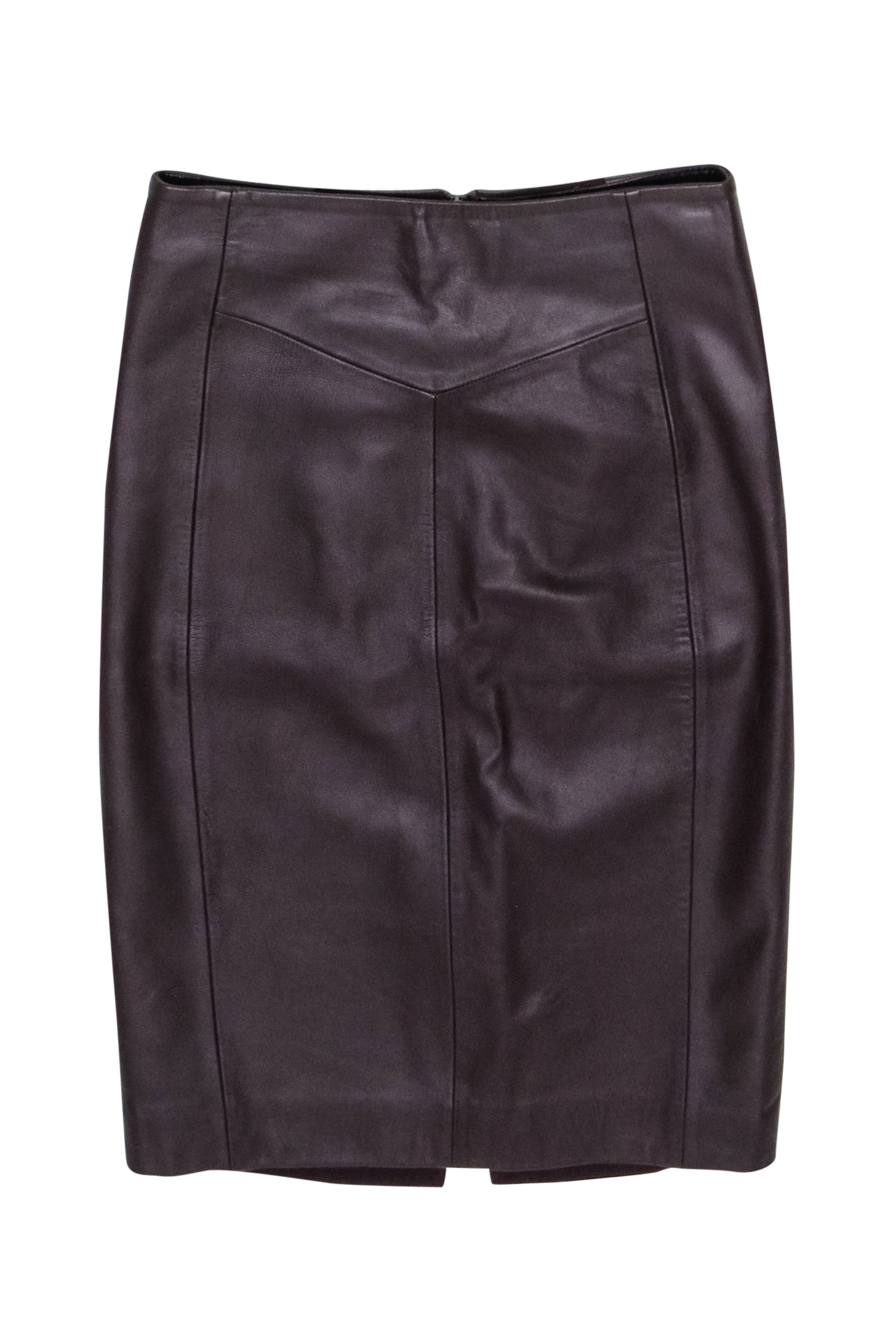 Reiss - Berry Leather Paneled Pencil Skirt Sz 4