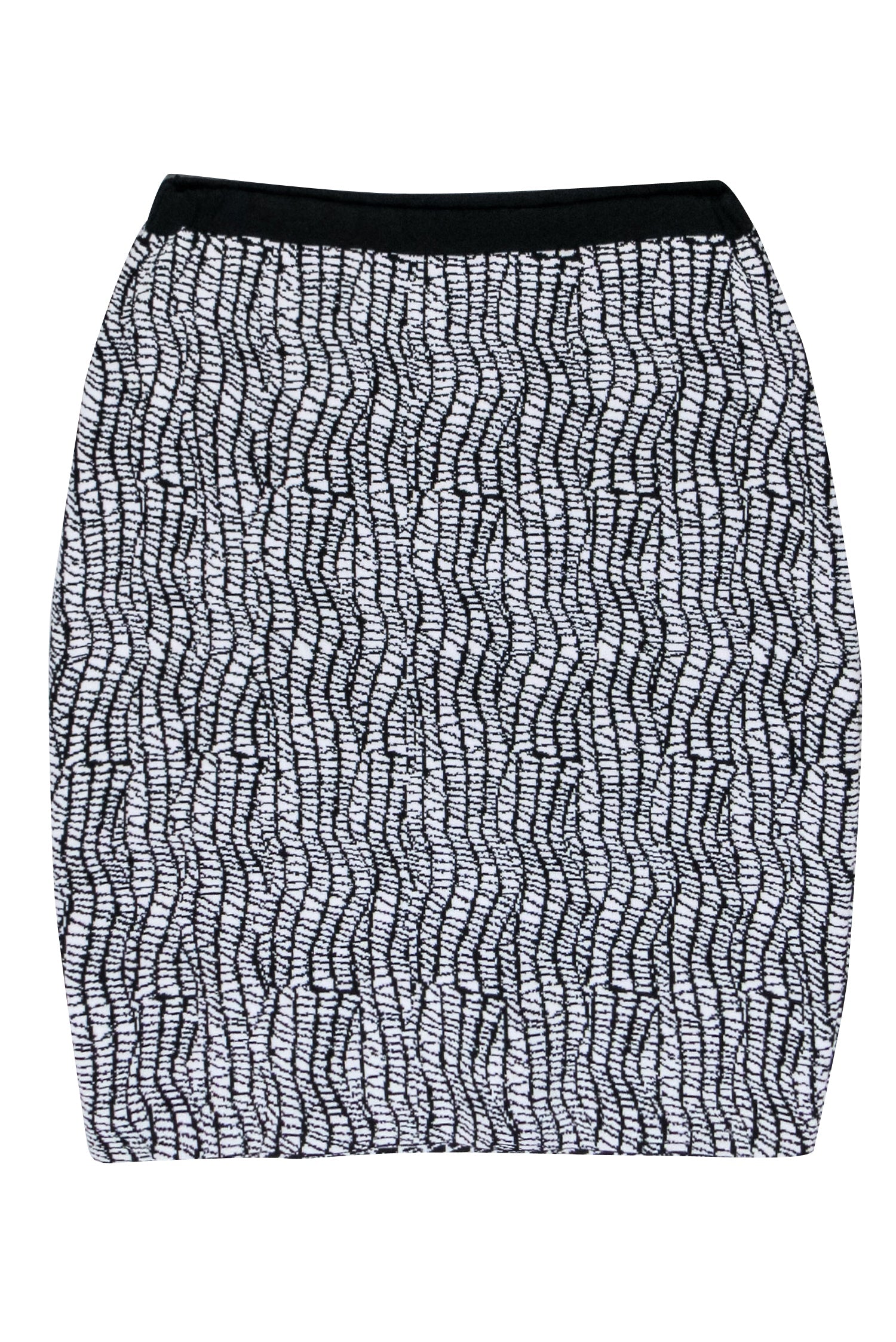 Reiss - White & Black Print Stretch Knit Skirt Sz 10