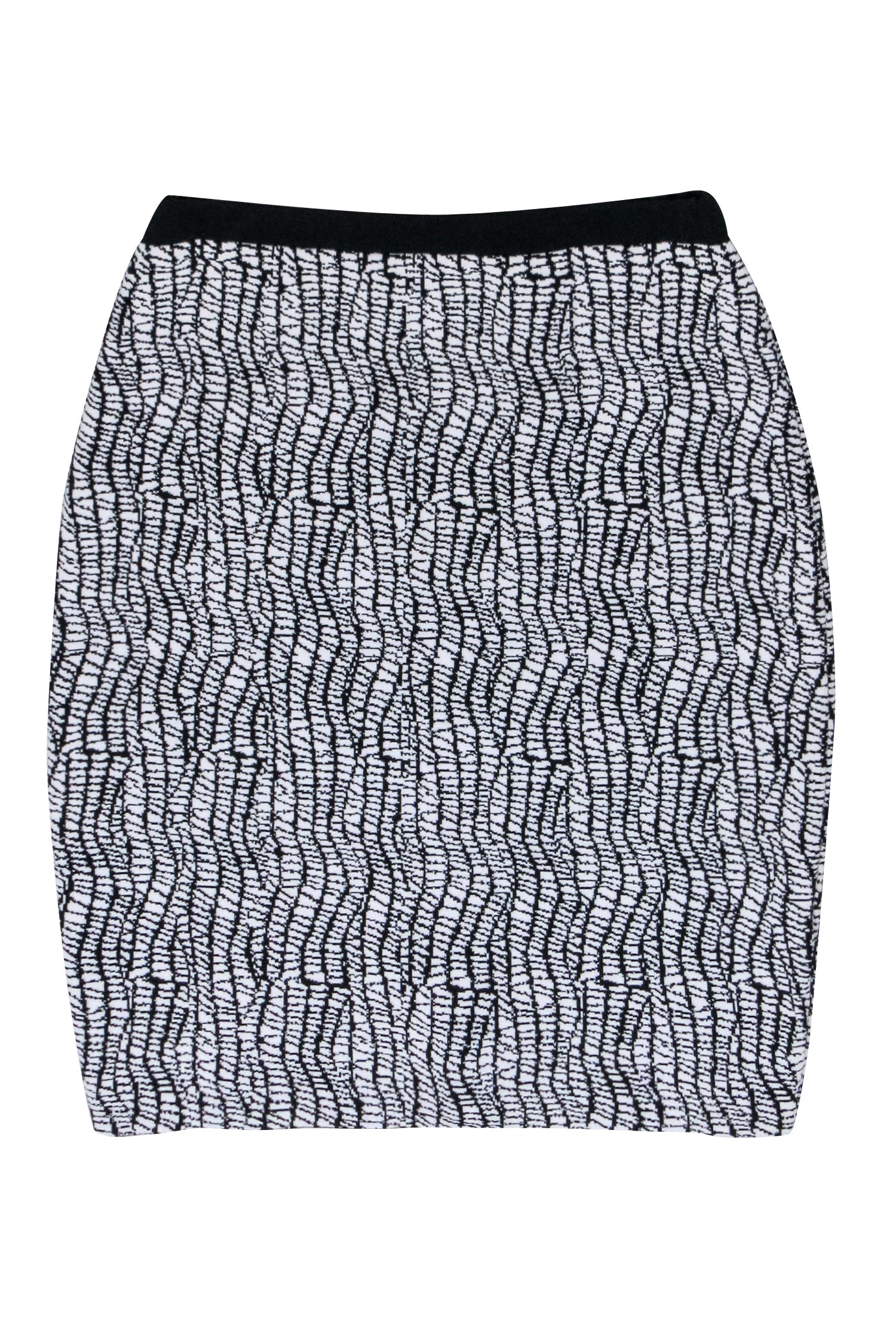 Reiss - White & Black Print Stretch Knit Skirt Sz 10