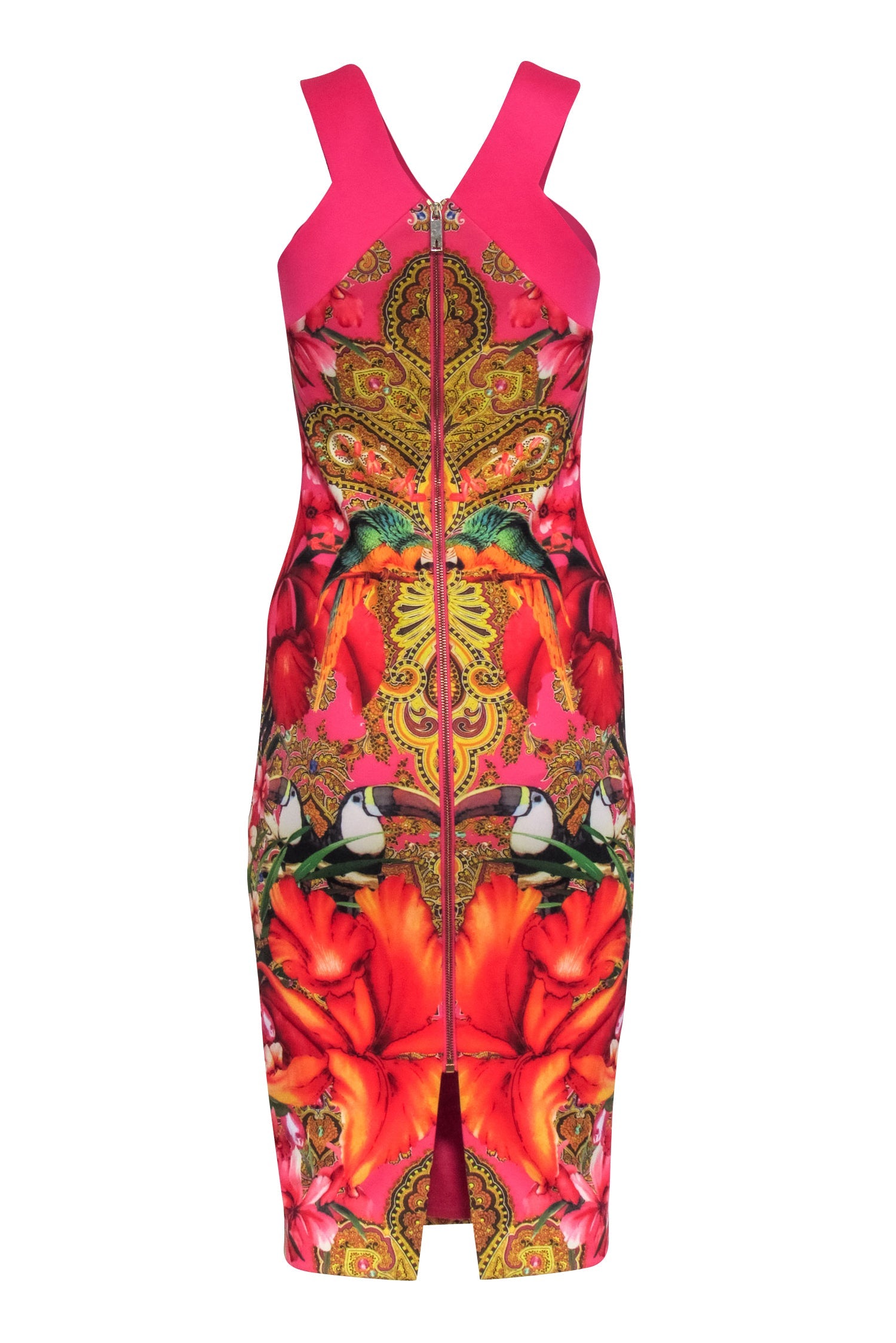 Ted Baker - Pink w/ Tropical Paisley Print Sheath Dress Sz 2