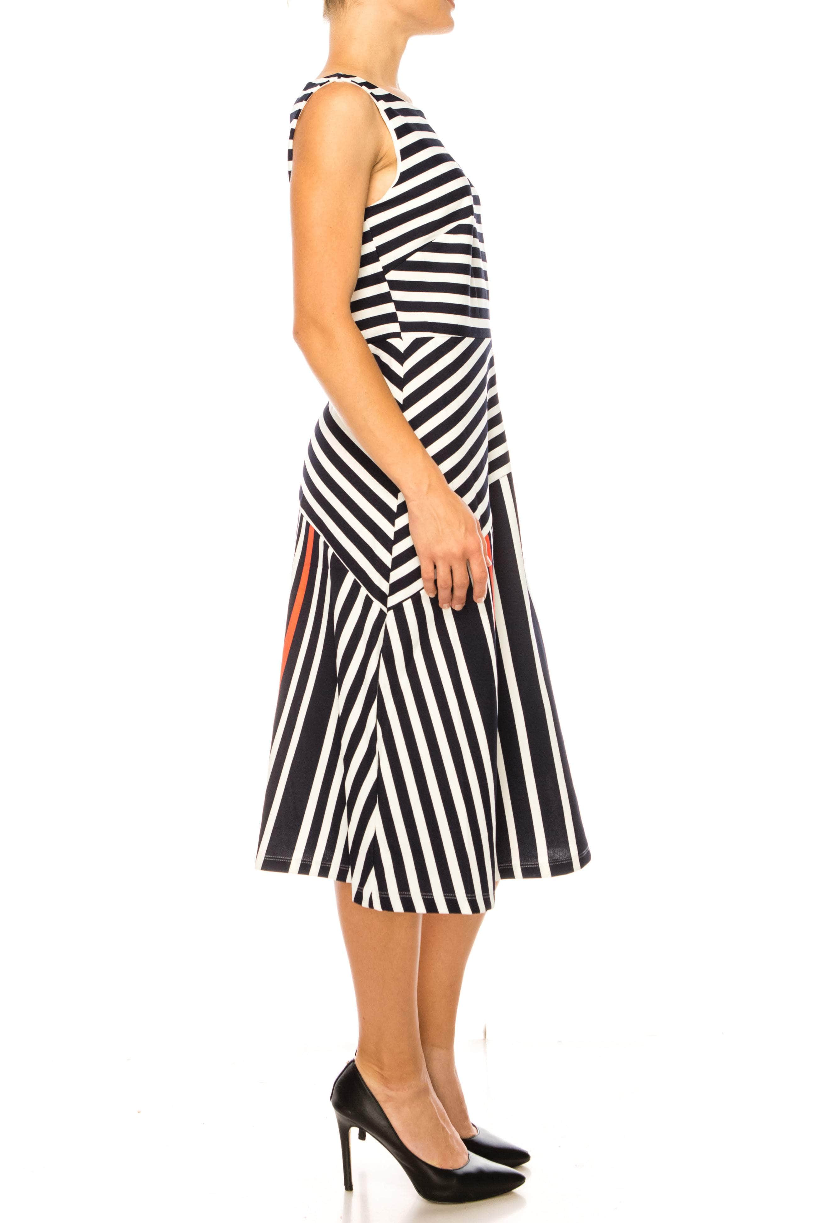 ILE Clothing SCP1326 - Stripe A-Line Dress