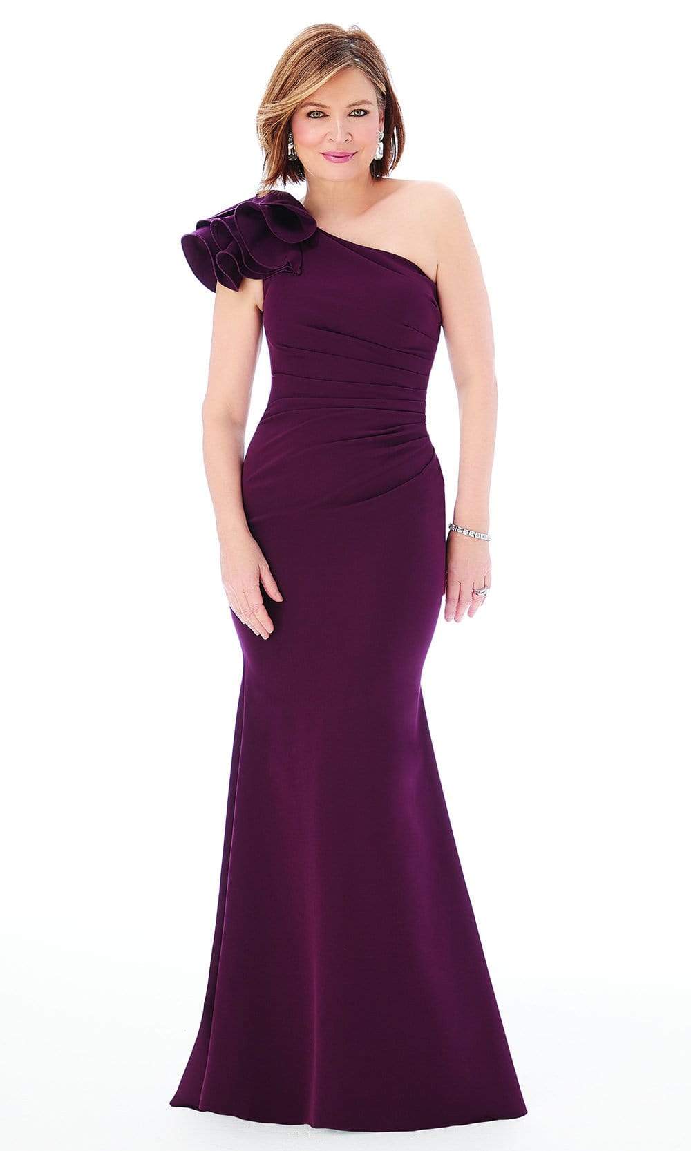 MGNY By Mori Lee 72235SC - One Shoulder Crepe Evening Dress