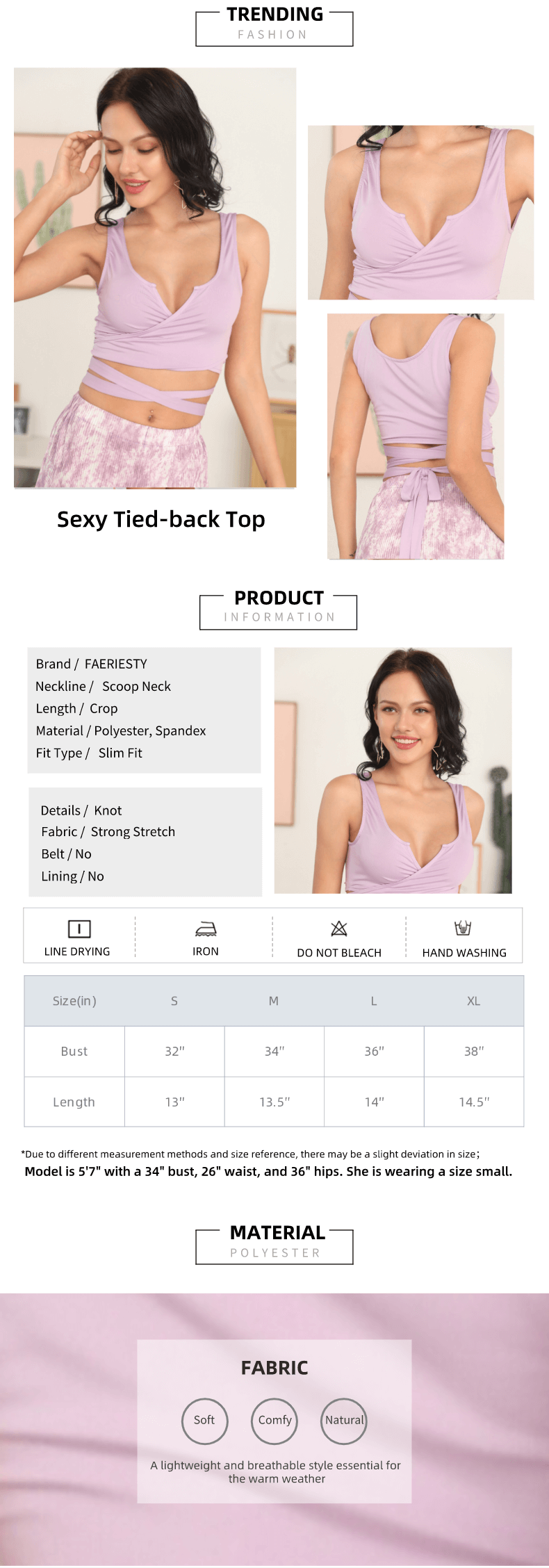 Lavender Color Scoop Neck Solid Casual Crop Top
