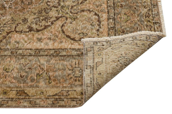 Natural Brown Toned Vintage Hand Knitted Carpet