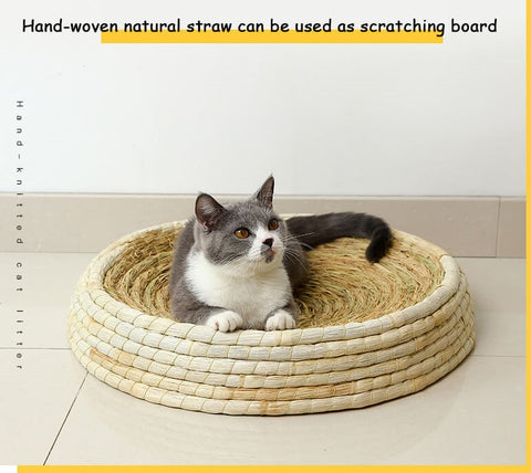 Handmade Cat Bed Round Woven Straw Cats Nest For All Seasons