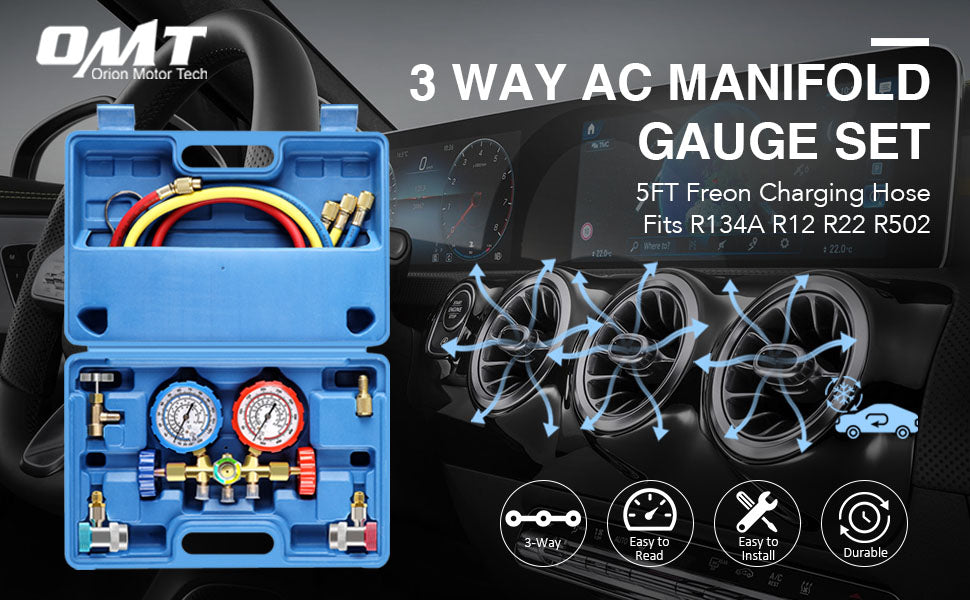 3 Way AC Manifold Gauge Set