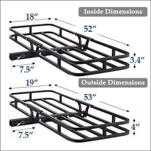 Hitch Mount Steel Cargo Carrier Dimensions
