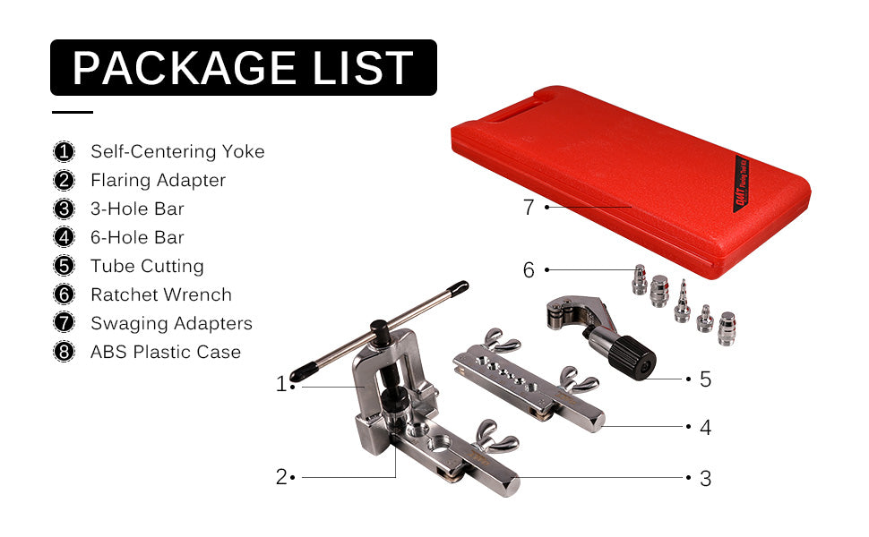 Professional Single Flaring Tool and Swaging Tool Kit