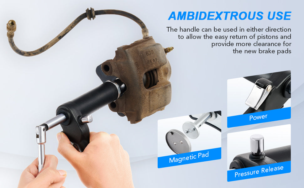 ambidextrous use brake caliper tool