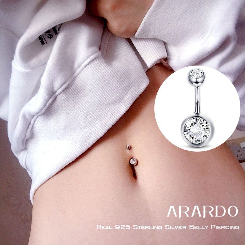 Arardo 925 Sterling Silver Belly Button Rings Navel Rings Belly Rings Belly Piercing AB0137-1