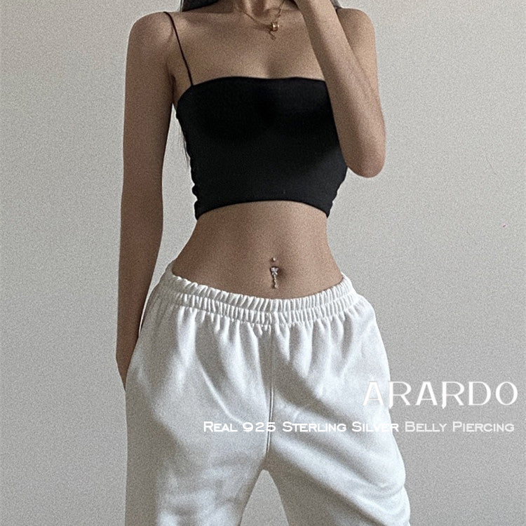 WOW Arardo 925 Sterling Silver Dangle Belly Button Rings Navel Rings Belly Rings Belly Piercing AB0143-1