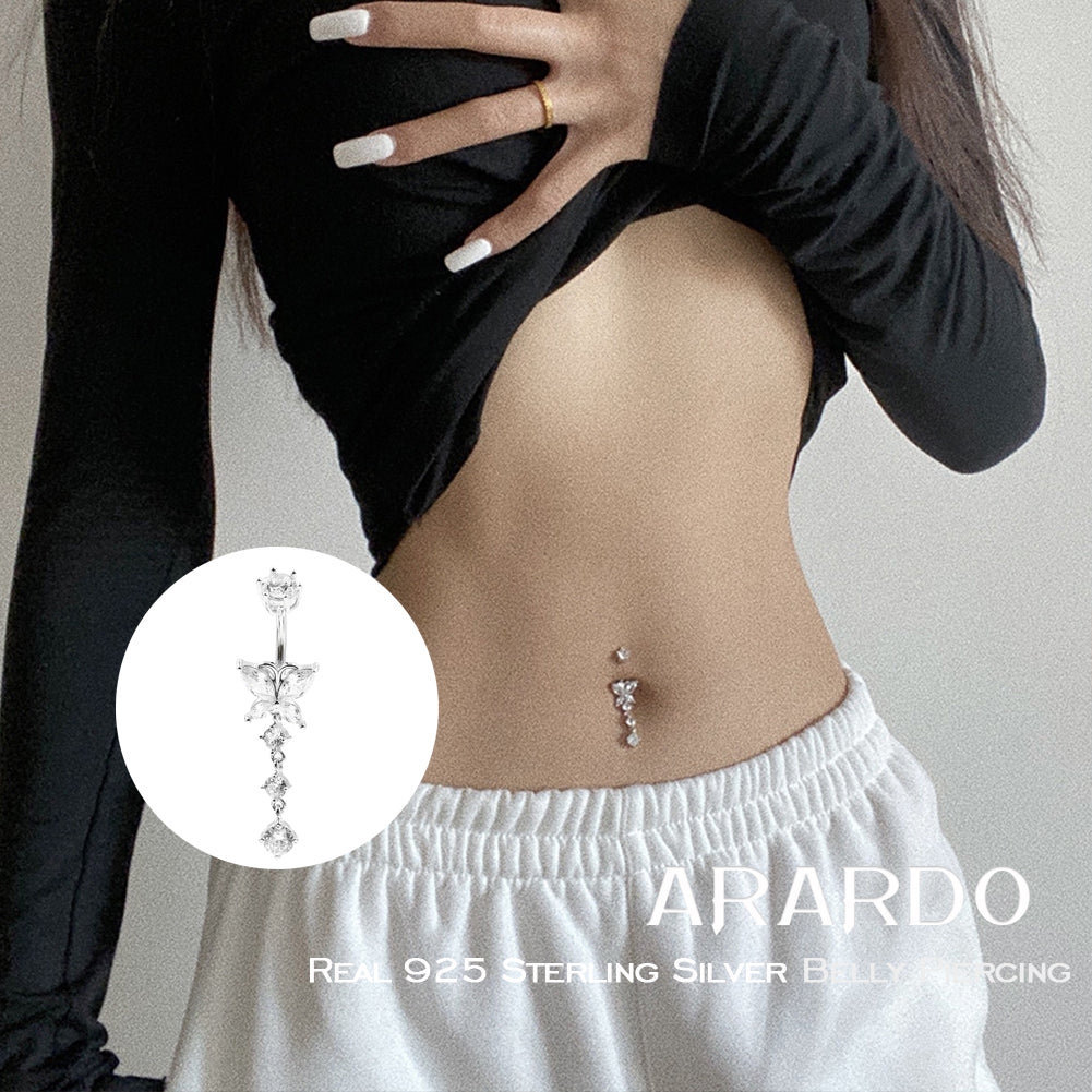 Arardo 925 Sterling Silver Belly Button Rings Navel Rings Belly Rings Belly Piercing AB0143-1