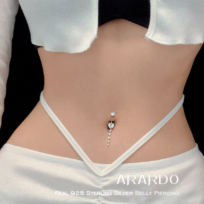 Arardo 925 Sterling Silver Dangle Belly Rings SS13 Navel Rings Piercing