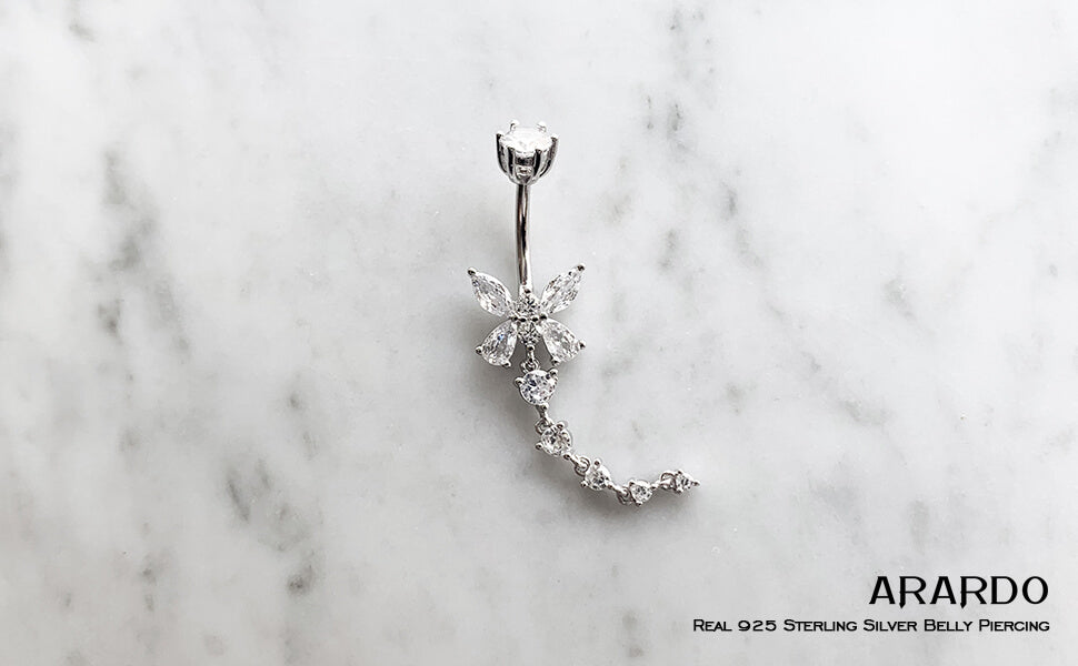 ARARDO 925 Sterling Silver Belly Button Rings SS14-1