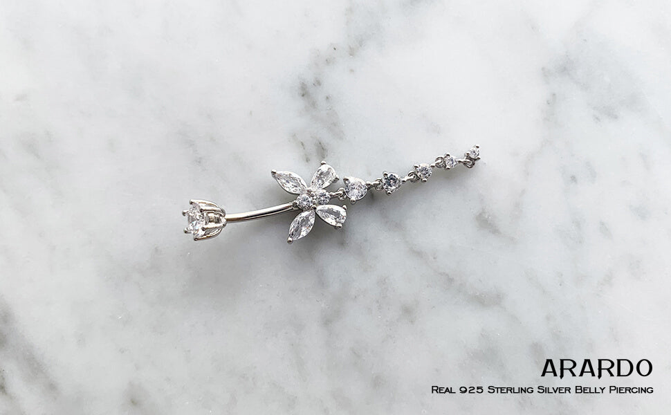 ARARDO 925 Sterling Silver Belly Button Rings SS14-1