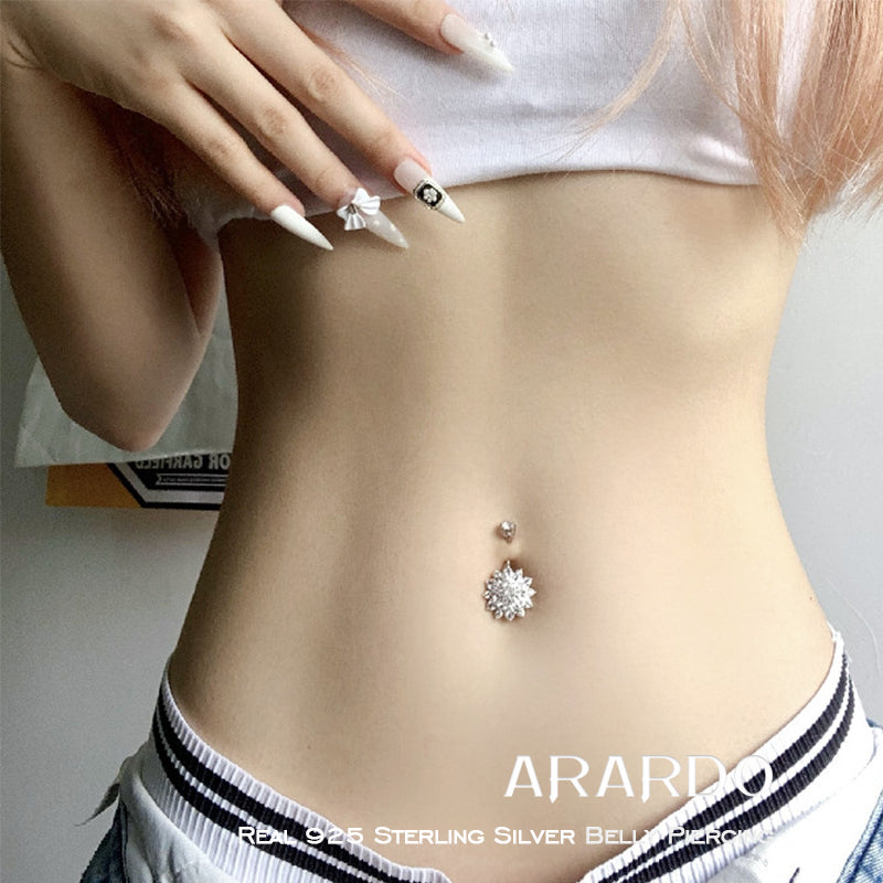 Arardo 925 Sterling Silver Belly Rings SS19 Luxurious Flower