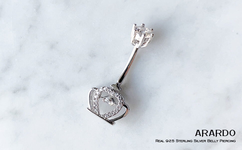 ARARDO 925 Sterling Silver Belly Button Rings SS32