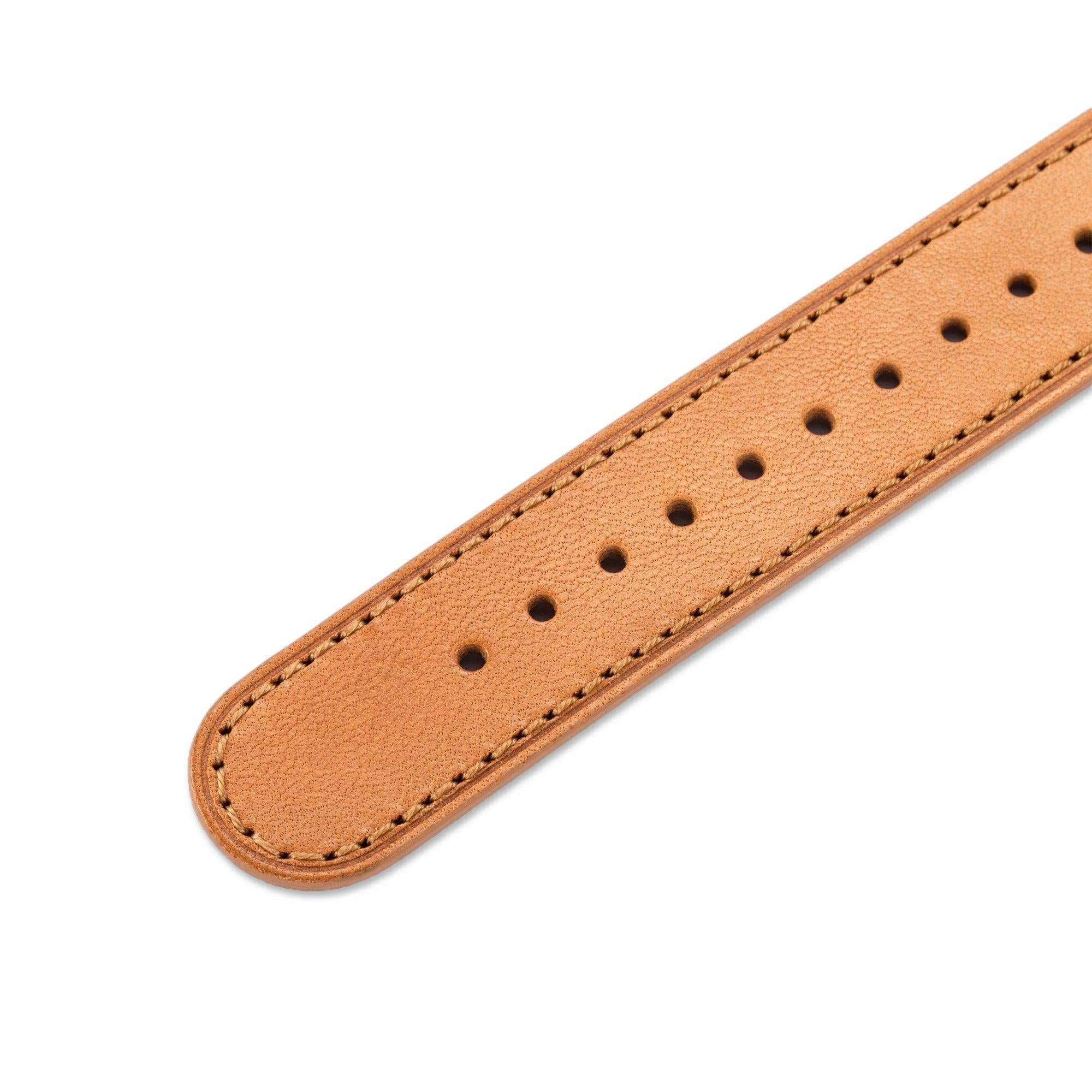 One-Piece Camel Leather Band  & Black PVD Buckle