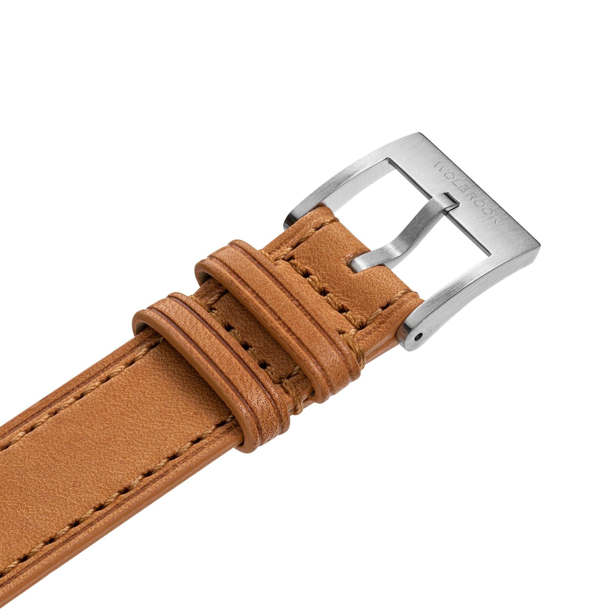 One-Piece Camel Tapered Leather Band & Steel Buckle