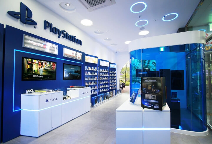 Sony PlayStation Store wall game shelf