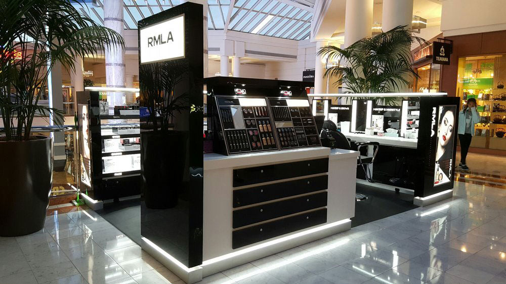 Photo of makeup mall kiosk completed on-site installation