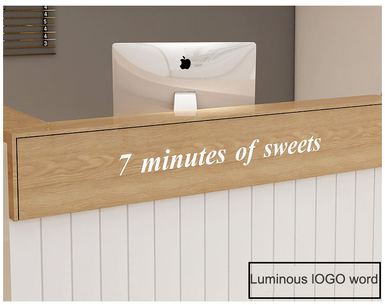 Simple White Wooden Reception Desk for Retail Store Manicure Spa Clothing Store Cash Counter