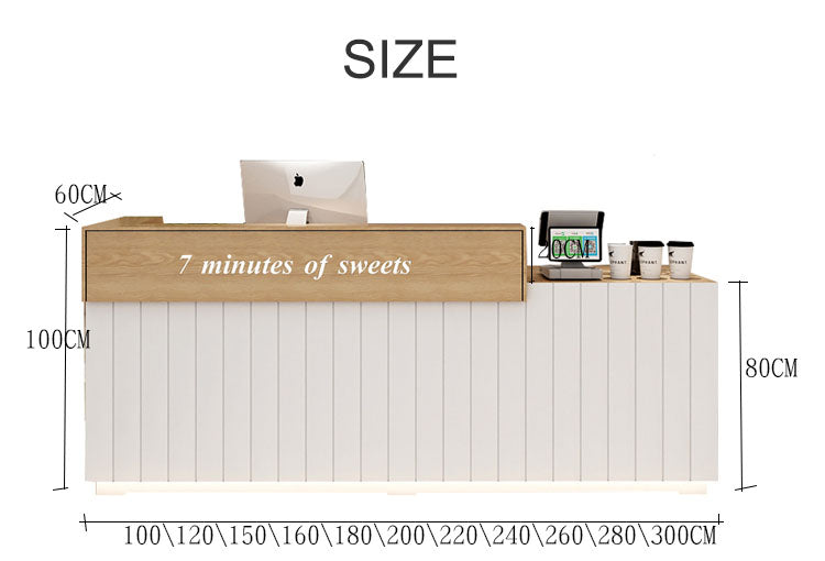 Simple White Wooden Reception Desk for Retail Store Manicure Spa Clothing Store Cash Counter