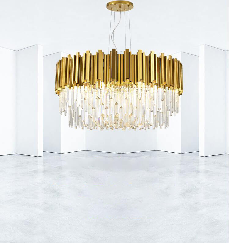 American luxury hotel lobby LED round crystal chandelier Scene application diagram