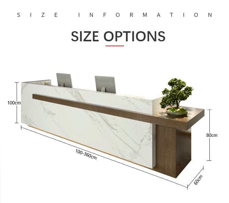 reception counter sizes