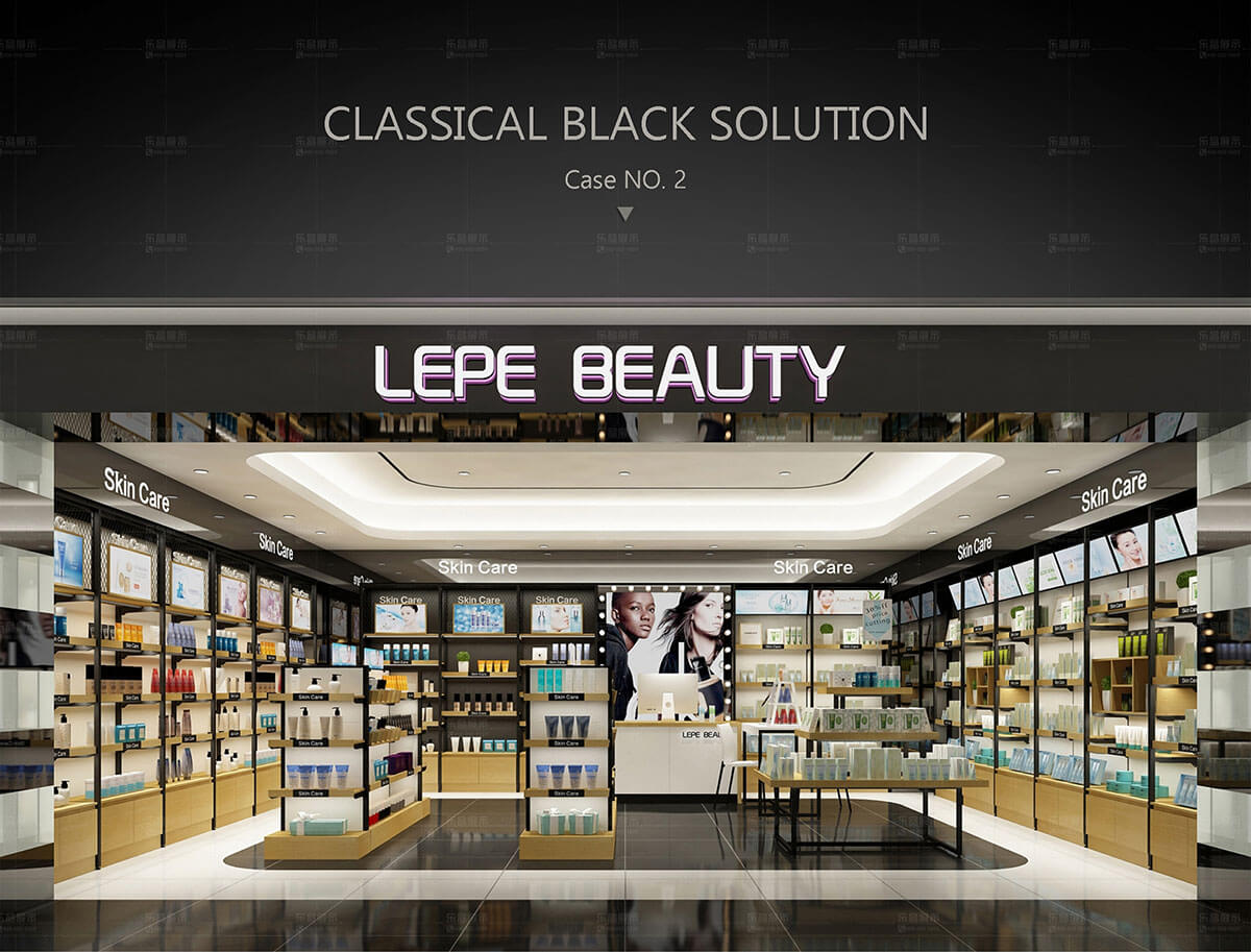 Classic black and white color cosmetics Store