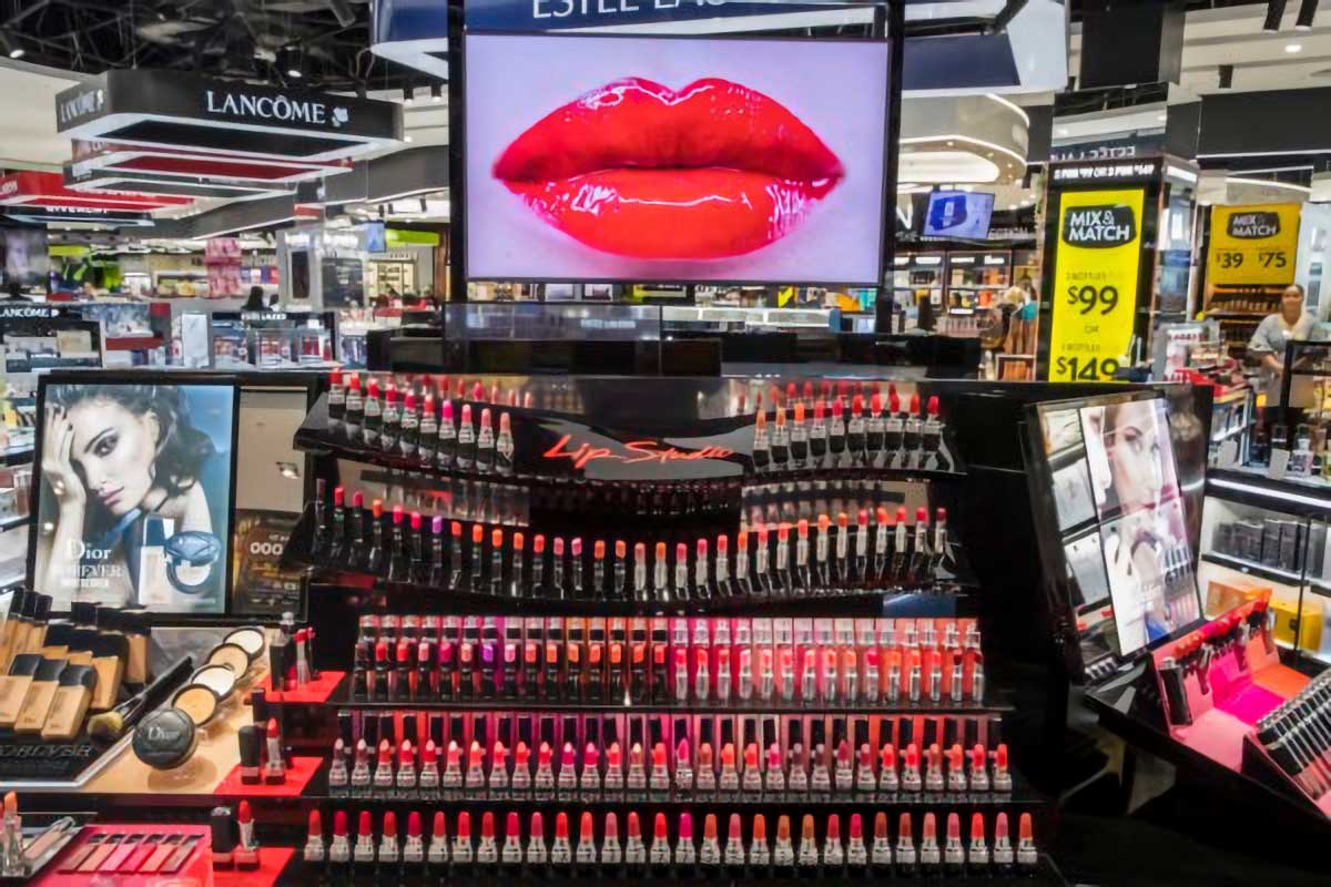 The extensive Dior lip range is showcased on a Lip Studio display