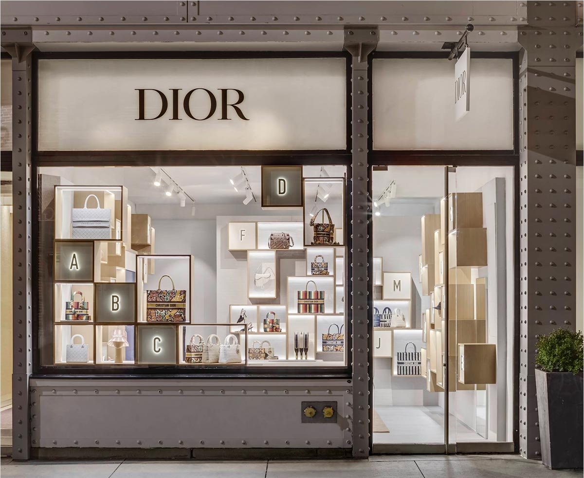 Dior pop-up store window display design in Soho, New York