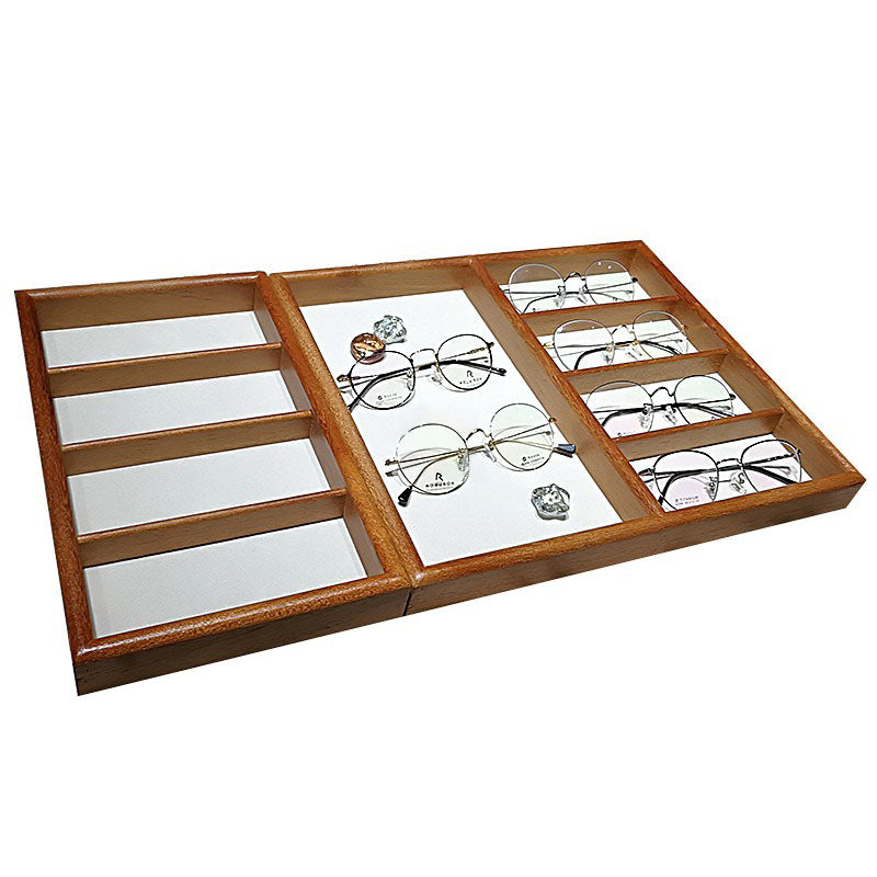 Exquisite teak flannel double display tray + four-compartment tray