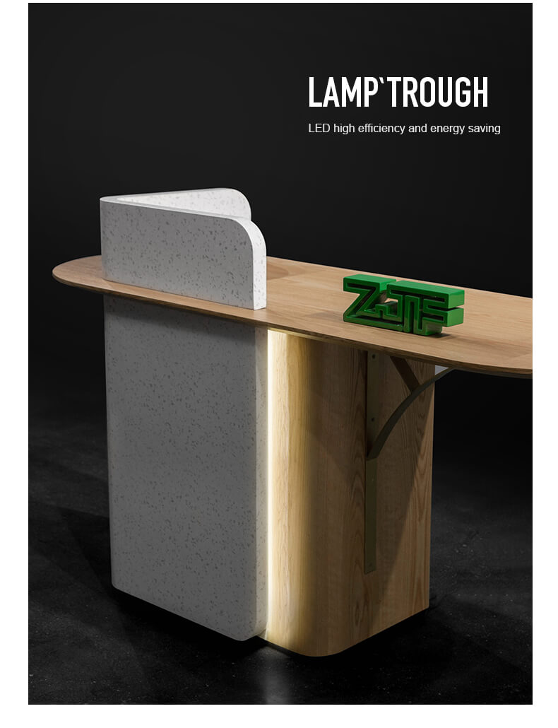 Gold Wood Beauty Salon White Led Reception Desk Modern Office Small Reception Desk M2 Retail