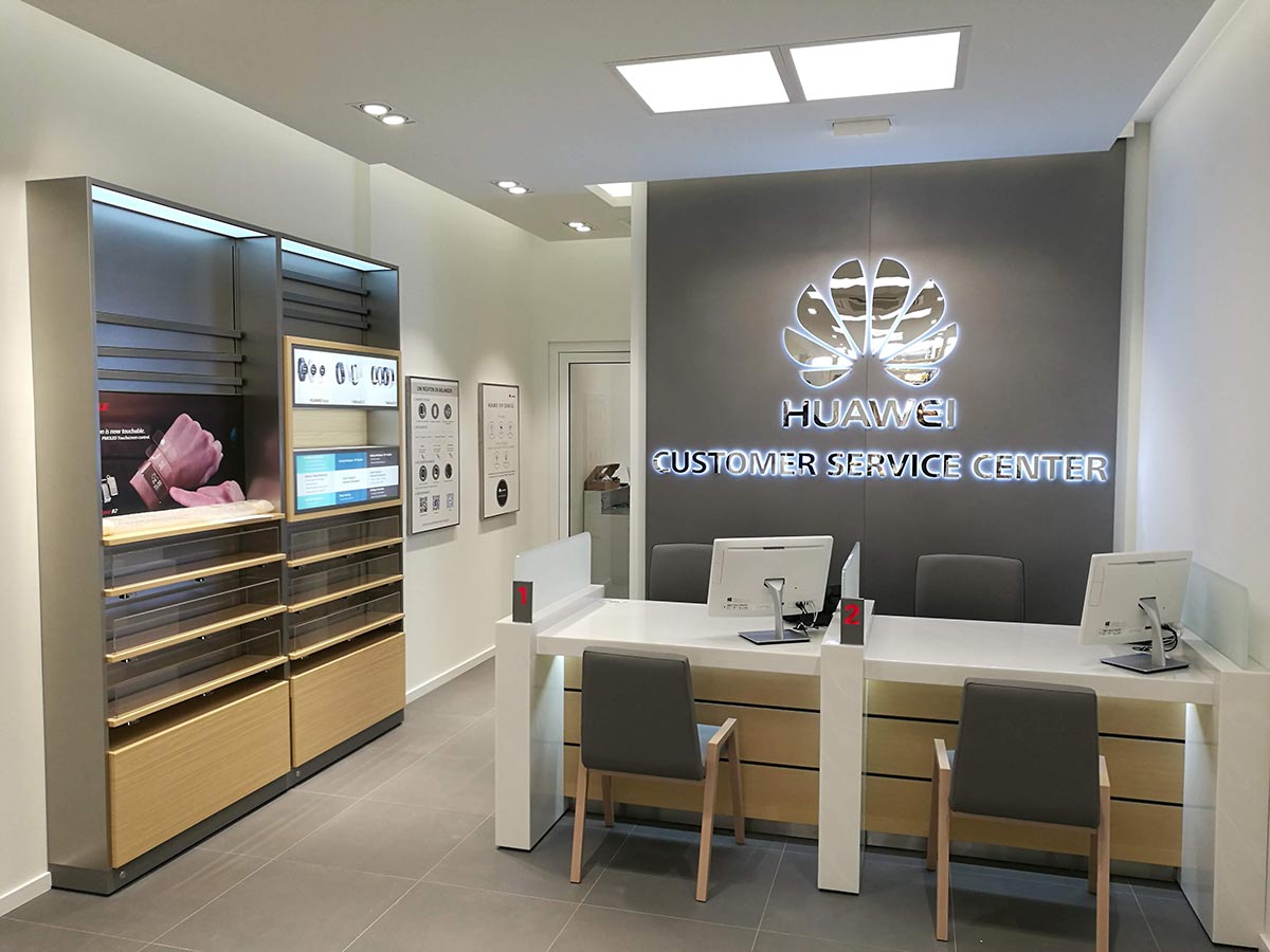 Customer reception area and logo wall