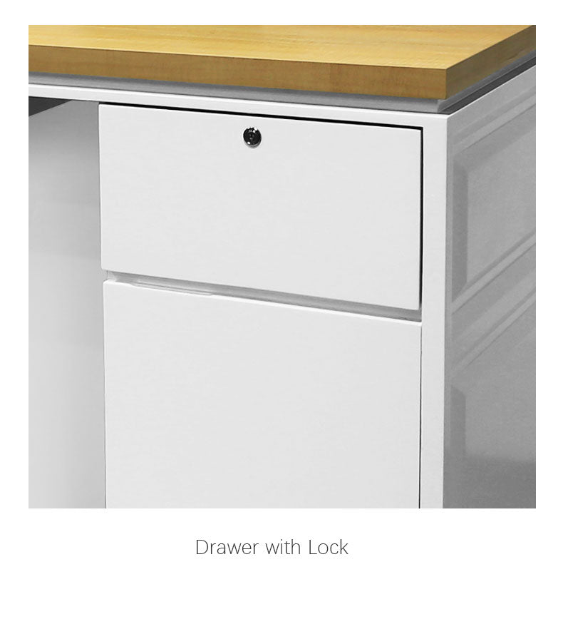 L shaped Modern White Paint Boutique Reception Desk with Wood Counter Top