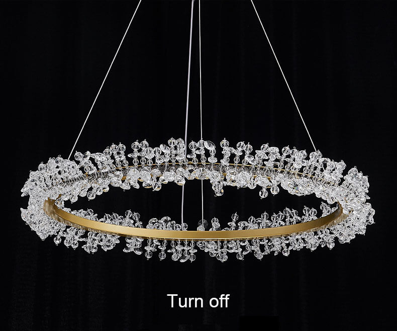 Light luxury living room creative ring crystal chandelier-turn off