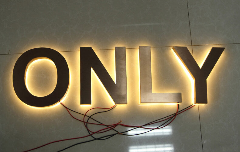 Acrylic Reverse Signage Reverse Lit Shopfront Signage Stainless Steel & Acrylic 10cm H x 10 se ...