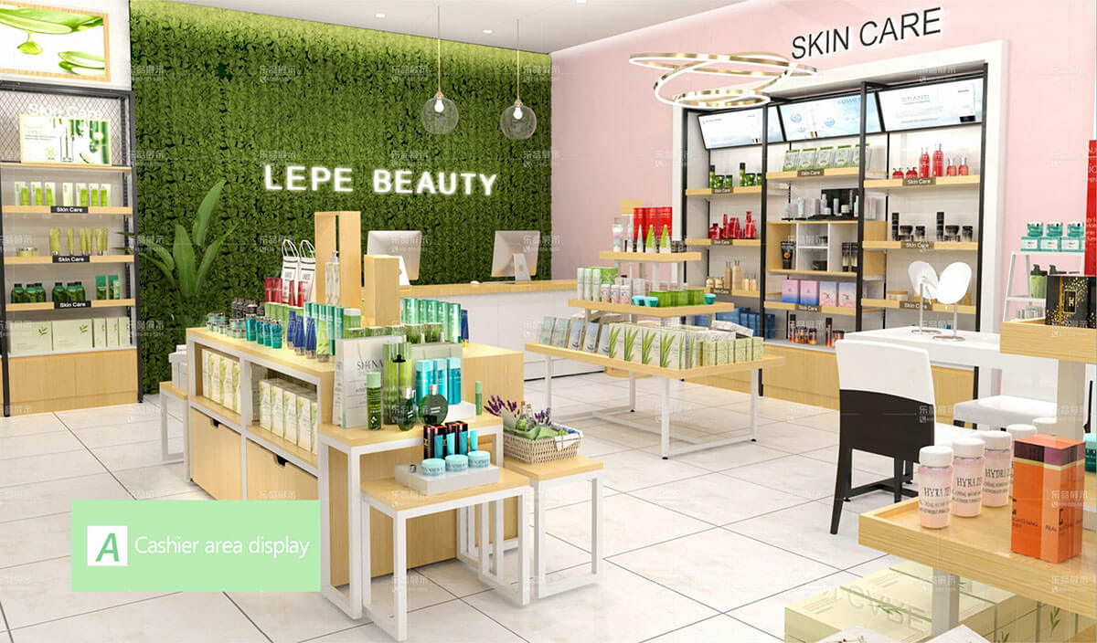 Natural style cosmetics shop-Cashier area display