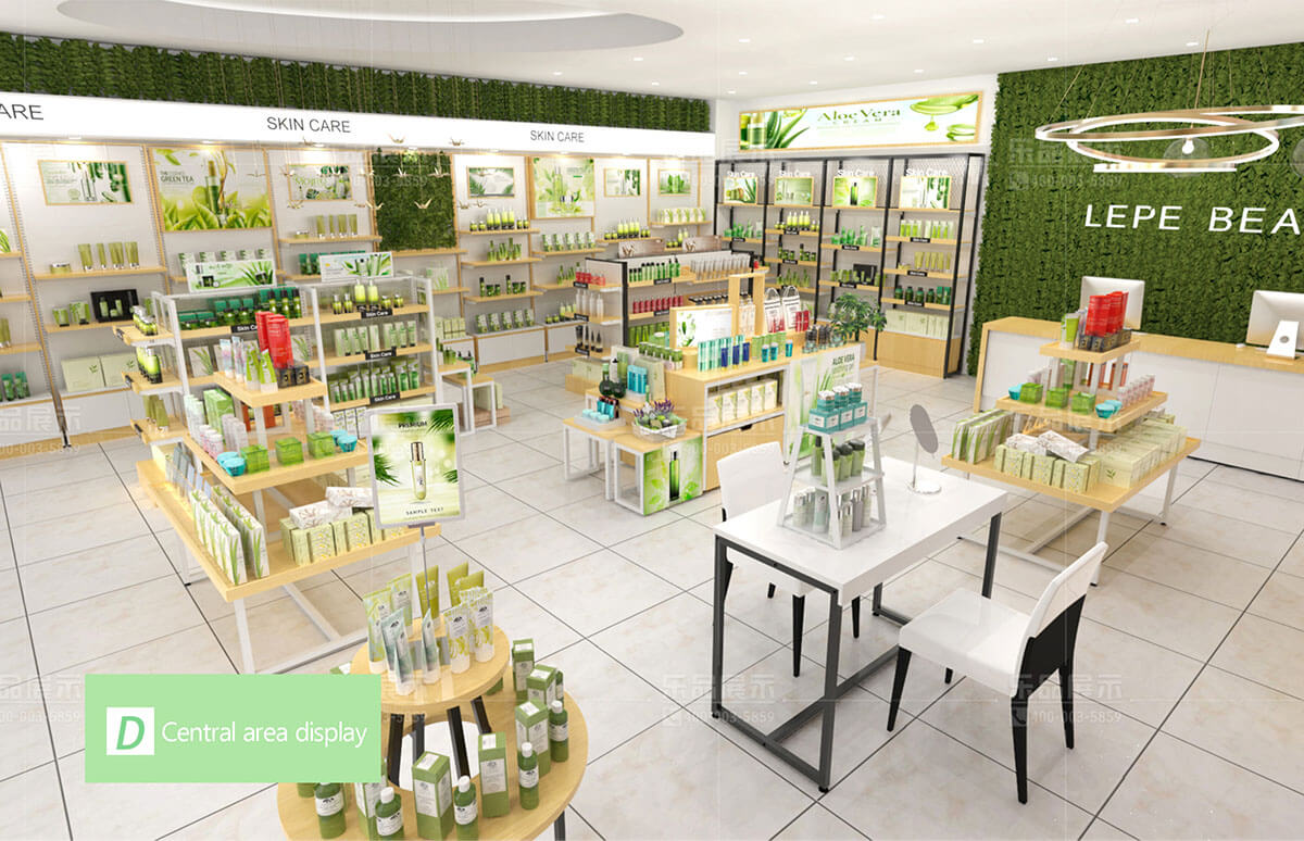 Natural style cosmetics shop-Central area display