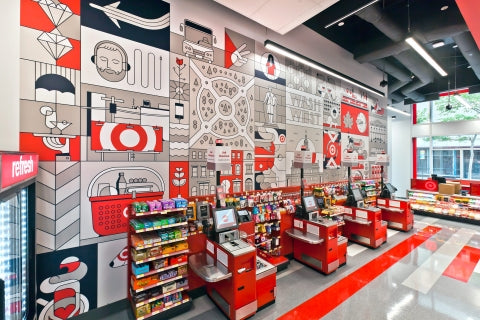 Supermarket cashier area