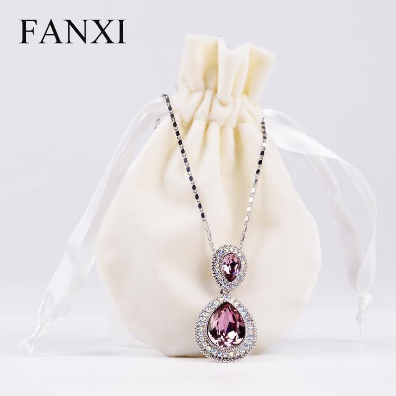 FANXI  12PCS/LOT Soft Small Velvet Jewelry Bag with Silk Ribbon Ring Necklace Earring Bracelet Packaging Gift Pouch Shop Favors