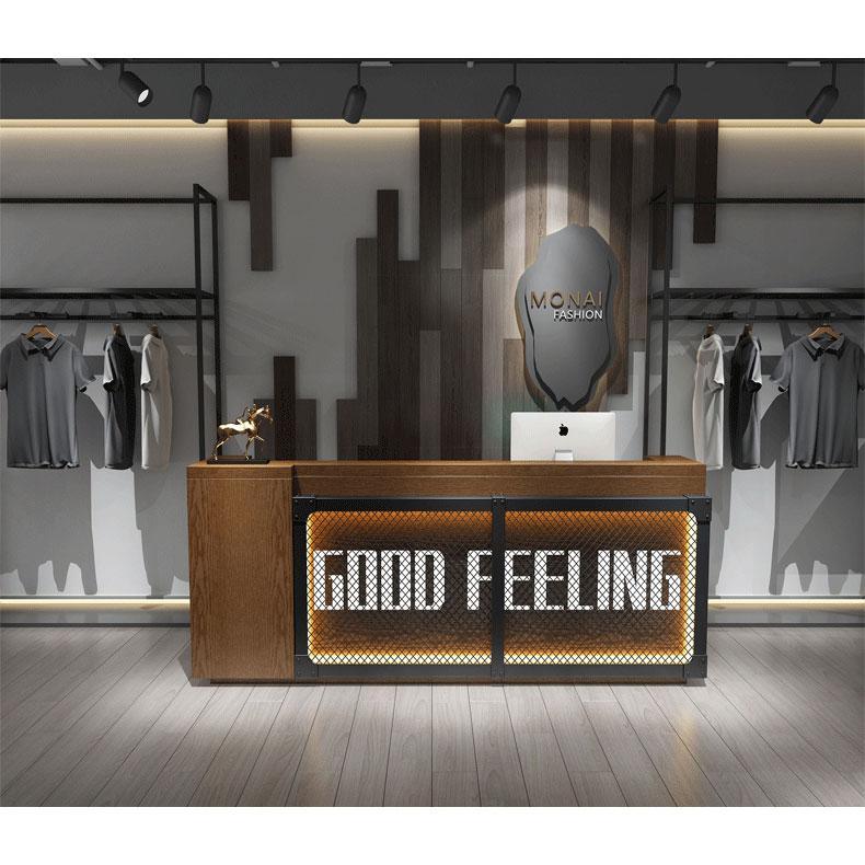 Loft Style Wooden Reception Desk for Clothing Store gym