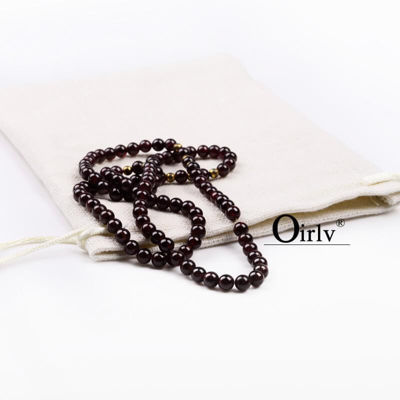 Oirlv 10Pieces/Lot Linen Jewelry Bag with Telescopic Rope Bracelet Necklace Storage Pouch