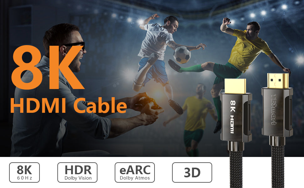 Câble HDMI 2.1 2m MOSHOU Câble HDMI 8K Dolby Vision Atmos 8K/3D UHD HDR10+, eARC