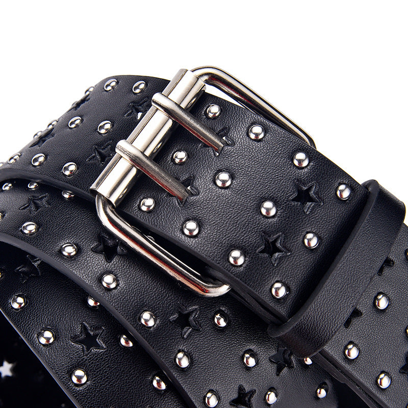 Women Star Belts for Leather Retro Style Decorative Pin Buckle Jeans