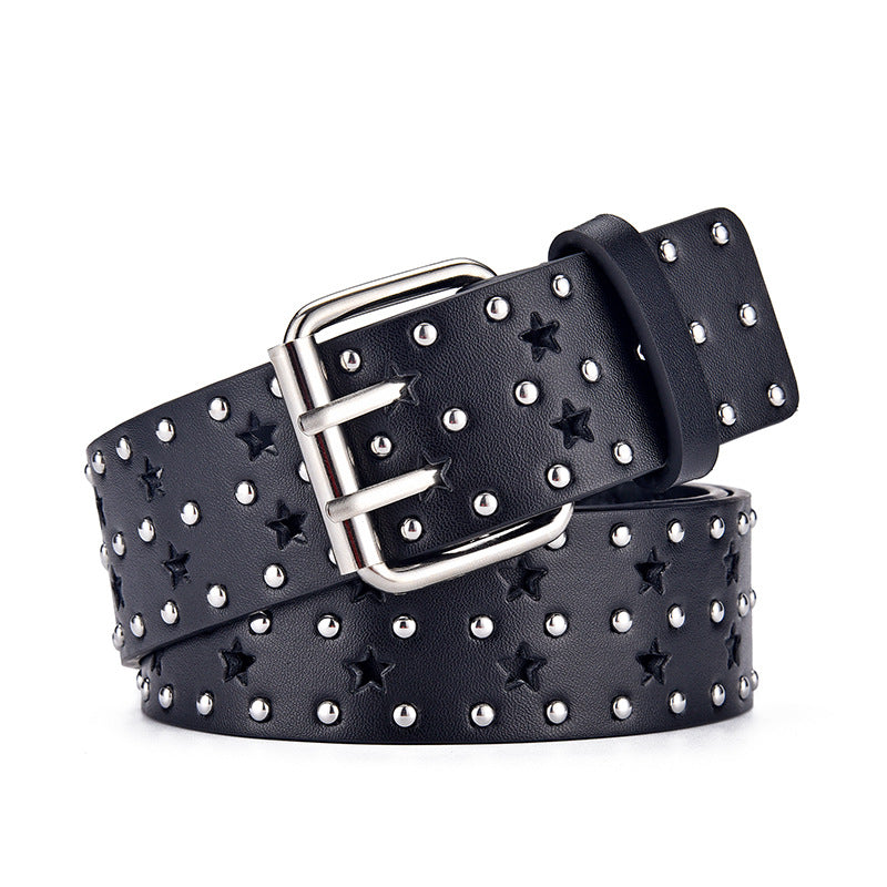 Women Star Belts for Leather Retro Style Decorative Pin Buckle Jeans