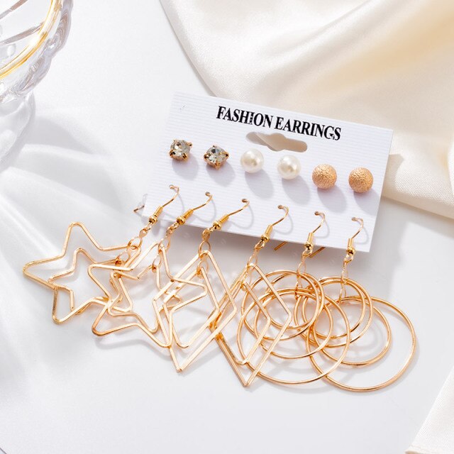 Woman Earrings Set Gold Color Metal Earrings For Women Hoop Earrings