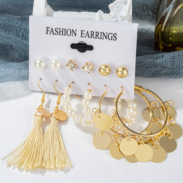 Woman Earrings Set Gold Color Metal Earrings For Women Hoop Earrings